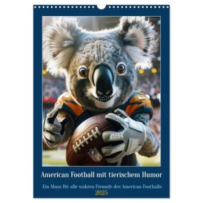 Abbildung von American Football mit tierischem Humor (Wandkalender 2025 DIN A3 hoch), CALVENDO Monatskalender