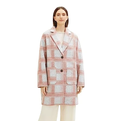 Abbildung von TOM TAILOR Damen 1038679 Mantel mit Karomuster, 33772 rose Grey Check, XXXL