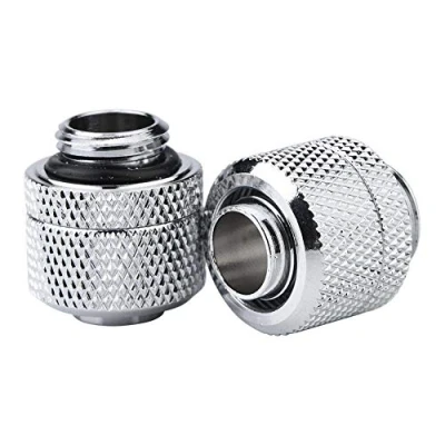 Abbildung von ASHATA 2pcs G1 / 4 Gewinde PC Wasserkühlung Adapter, 2 Stücke Messing Two Touch Computer Water Cooling Fitting Verbinder Adapter,Geeignet für 12.7 mm Außendurchmesser Tube(Silver)