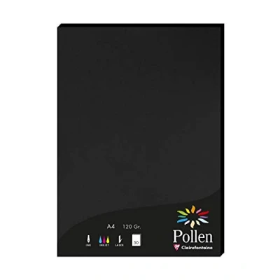 Abbildung von Clairefontaine 4298C Packung mit 50 Karten Pollen 120g, DIN A4, 21 x 29,7cm, Schwarz
