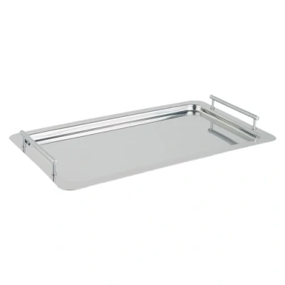 Abbildung von APS 11295 GN 1/1 System Tablett Classic, Servierplatte, stapelbares und verschraubbares System, fest verschraubte Griffe, inkl. Distanzstücke, 53 x 32,5 cm, Höhe 5 Nutzhöhe 4 Edelstahl