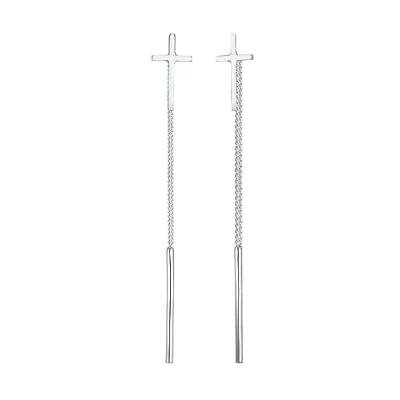 Abbildung von Elli Kreuz GEO Ohrringe silvercoloured, Damen, Größe: One Size, Silver coloured
