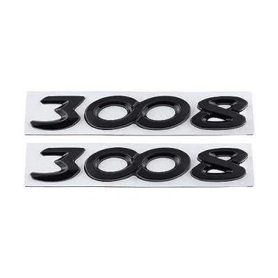 Abbildung von 2008 3008 4008 5008 Emblem Autoabzeichen Aufkleber Autoaufkleber mit 3M Kleber, Autozubehör Auto Ersatz Motorrad SUV LKW (Schwarz, 3008)