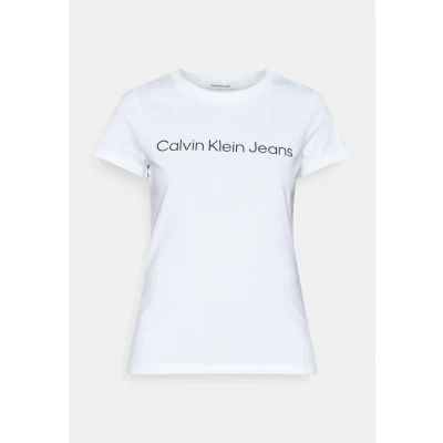 Abbildung von Calvin Klein Jeans CORE Instit LOGO SLIM FIT TEE Tshirt print, Damen, Größe: XXS, Bright white