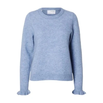 Abbildung von Selected Femme Slflulu O NECK NOOS Strickpullover, Damen, Größe: 42, Endless sky