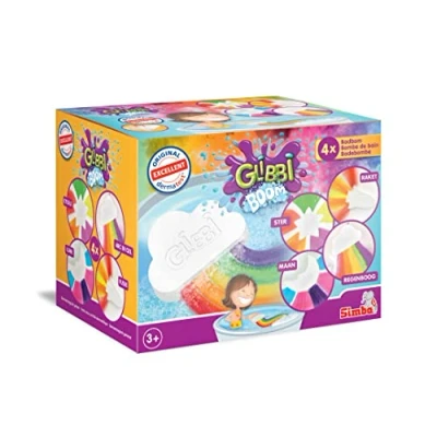 Abbildung von Glibbi 4 x Big Special Effect Bath Bombs Pack, Magic Bombs, Stern, Rakete, Regenbogen &amp; Mond, Kinder Geburtstag Geschenk Set, Vegan Freundlich
