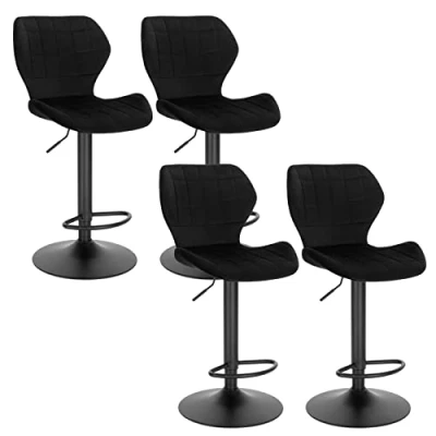 Abbildung von Woltu Barhocker (4 St), höhenverstellbarer Hocker 360 Drehstuhl schwarz