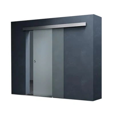 Abbildung von Mai &amp; Glasschiebetür komplettset in Vollsatiniert 15mm Wandabstand 8mm ESG Sicherheitsglas
