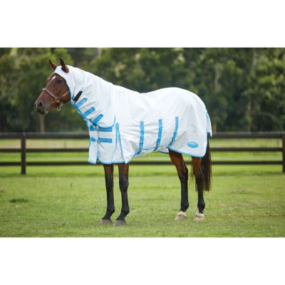Abbildung von Weatherbeeta Ekzemerdecke Sweet Itch Combo Neck Weiß/Blau 120/170