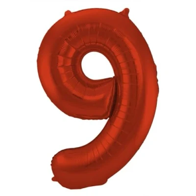 Abbildung von Folienballon Zahl 9 Rot Metallic Matte 86cm