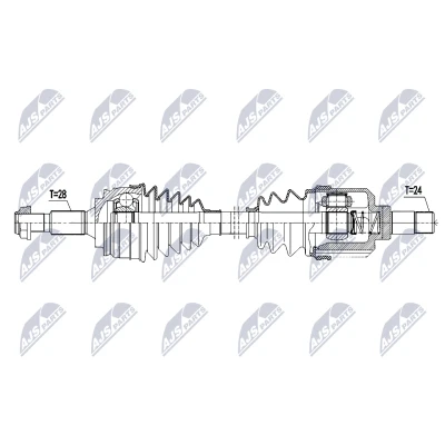 Abbildung von NTY NPW CT 146 Antriebswelle Vorderachse links 685mm Schaltgetriebe 6 Gang