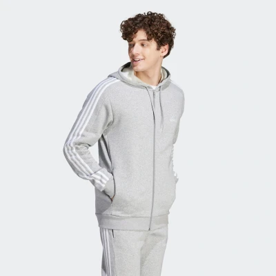 Abbildung von adidas Sportswear Essentials 3STRIPES Fullzip Sweatjacke, Herren, Größe: XXL, Medium grey heather
