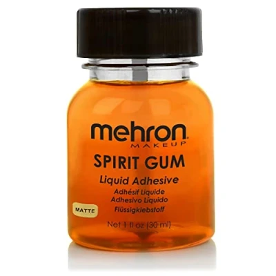 Abbildung von Mehron Make up Spirit Gum Matte Klebstoff Spezial Effekte, Cosplay, Halloween, Bühnen Professioneller Kosmetikklebstoff für Gesicht, Haut und Körper (30 ml)