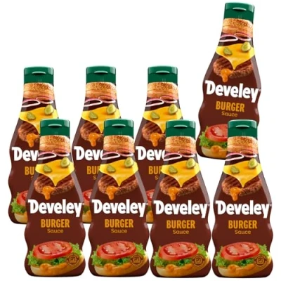 Abbildung von Develey Burger Sauce 8er Pack (8 x 250ml) Original cremig mit Gurkenstückchen
