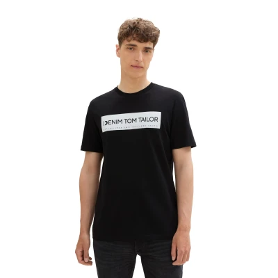 Abbildung von TOM Tailor Denim LOGO Tshirt print, Herren, Größe: Small, Deep black
