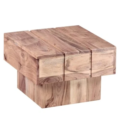 Abbildung von FINEBUY Beistelltisch SuVa3530_1 (Akazie Massivholz 44x44x30 cm, Tisch Quadratisch), Kleiner Wohnzimmertisch, Sofatisch Couchtisch