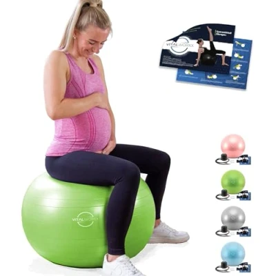 Abbildung von VITALWORXX Gymnastikball für Schwangere, extrem stabil, Sitzball Yogaball Pezziball mit Pumpe, Übungen Schwangerschaft, Geburt, Gesundheit,