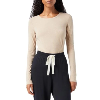 Abbildung von Amazon Essentials Damen Langärmeliges T Shirt mit Rundhalsausschnitt, Klassischer Schnitt (Erhältlich in Übergröße), Bräunen Heide, M