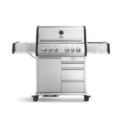 Abbildung von BURNHARD® Gasgrill FRED Deluxe, 4 Brenner, Infrarot Keramikbrenner, Edelstahl, Smoker Box, Edelstahl Grillroste inkl. Grillspachtel und Grillschaber, Schwarz
