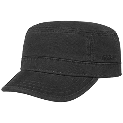 Abbildung von Stetson Gosper Army Cap Damen/Herren Urban Armycap aus Baumwolle Militärcap mit UV Schutz 40 Mütze Militär Sommer/Winter schwarz XXL (62 63 cm)