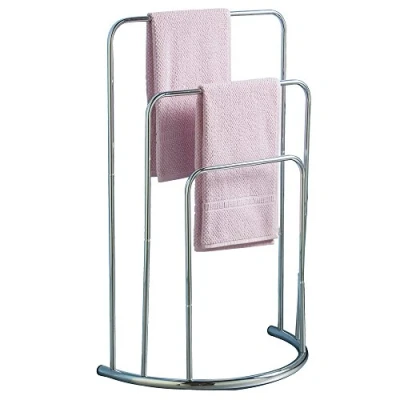 Abbildung von Bath Vida Handtuchständer mit 3 Ebenen, für Badezimmer, freistehend, gebogen, Handtuchhalter, Chrom, 24x50x80 cm