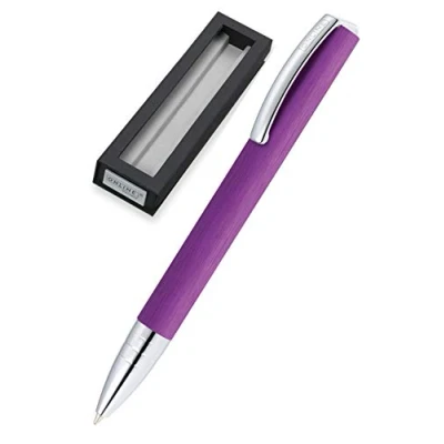 Abbildung von ONLINE Kugelschreiber Vision Lilac I Drehkugelschreiber mit Standard Großraummine in Strichstärke M, Schreibfarbe Schwarz Kulli Lila gebürsteter Oberfläche Geschenkbox