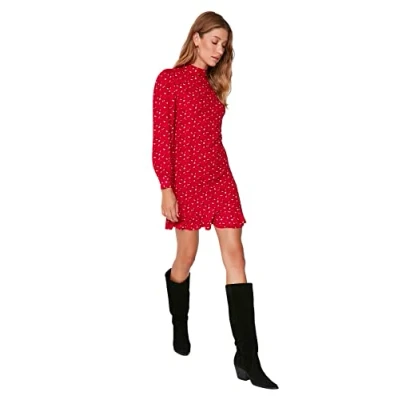 Abbildung von Trendyol Damen Regular A Linie Stehkragen Webstoff Kleid, Schwarz, 42