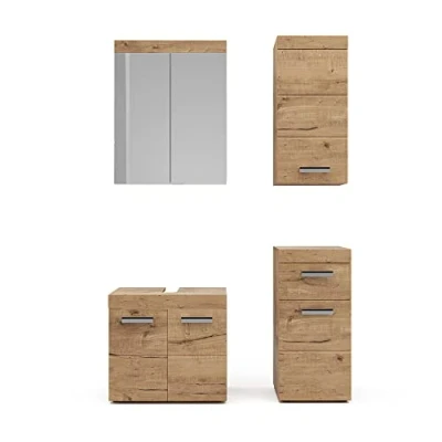 Abbildung von Vicco Badmöbel Set Luna, Eiche, 4 Teile, mit Hängeschrank