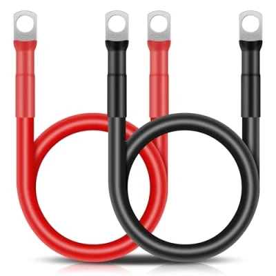 Abbildung von GUNGY Batteriekabel 16mm² 50cm Auto Batterie Kabel 12V 5AWG Kupferkabel mit M8 Ringklemmen für LKW Motorrad Marine Solar Schwarz Rot 2 Stück
