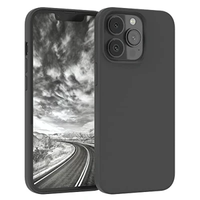 Abbildung von EAZY CASE Premium Silikon Handyhülle kompatibel mit iPhone 13 Pro, Slimcover Kameraschutz und Innenfutter, Silikonhülle, Schutzhülle, Bumper, Handy Case, Hülle, Softcase, Anthrazit