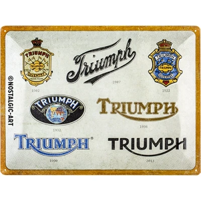 Abbildung von Nostalgic Art Retro Blechschild, 30 x 40 cm, Triumph Logo Evolution Geschenk Idee für Biker, aus Metall, Vintage Design