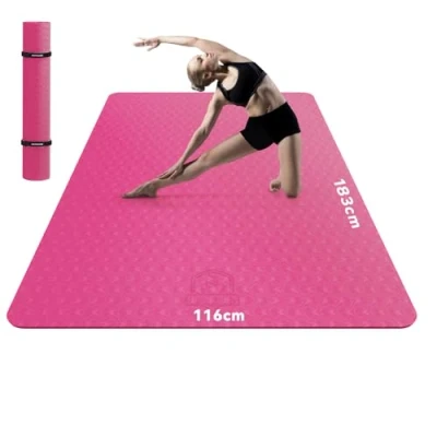 Abbildung von HAPBEAR Yogamatte XXL Extra Groß Breit Yoga Matte, TPE Sportmatte Fitnessmatte rutschfest 183cm x122cmx6mm Dicke,Ultra Haltbar, Gymnastikmatte für Pilates, Gym, Zuhause, Workout Rosa