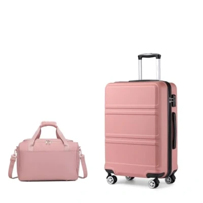 Abbildung von KONO 55cm Handgepäck Koffer Trolley Set 2 Teilig Gepäcksets, Kleiner mit Rollen Ryanair Reisetasche 40x20x25cm, Rosegold