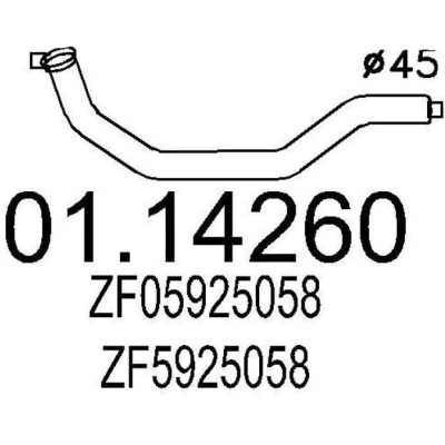 Abbildung von MTS 01.14260 Abgasrohr 960 vorne für Mittelschalldämpfer PEUGEOT: J5 Pritsche/Fahrgestell, Kastenwagen, FIAT: Ducato I Kastenwagen