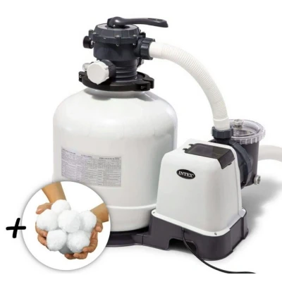 Abbildung von Gomazing INTEX 26652GS RCD Sandfilterpumpe (12m3l/hr, bis 42m3 Pool) + Filterkugeln (1600g)