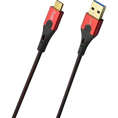 Abbildung von Oehlbach USB Evolution C3 hochwertiges 3.0 A auf 3.1 C Lade und Datenkabel schwarz/rot 3m