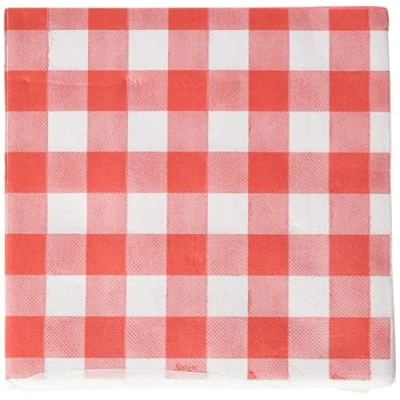 Abbildung von Morigami pro Servietten 40 x 40, 2 lagig, 1/4 Falz, 50 Servietten, punta punta, kariert, Rot