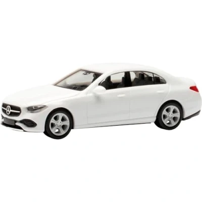 Abbildung von Herpa Modellauto Mercedes Benz C Klasse Limousine, originalgetreu im Maßstab 1:87, Auto Modell für Diorama, Modellbau Sammlerstück, Deko Automodelle aus Kunststoff, Farbe: polarweiß