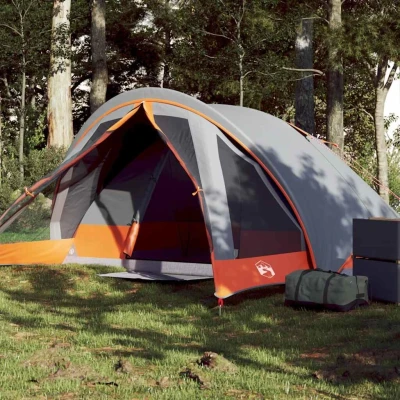 Abbildung von vidaXL Campingzelt 4 Personen, Kabinenzelt mit Netzwände E Anschluss, Wurfzelt abnehmbarem Überzelt, Familienzelt, Orange 185T Polyester