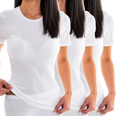 Abbildung von HERMKO Unterziehshirt 1800 3er Pack Damen kurzarm Unterhemd aus 100% Bio Baumwolle