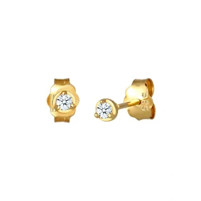 Abbildung von Elli DIAMONDS Ohrringe Damen Ohrstecker Solitär Basic Edel mit Diamant (0.06 ct.) in 585 Gelbgold
