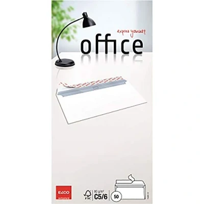 Abbildung von Elco 74463.12 Office Verpackung mit 50 Briefumschläge/Versandtasche, Haftklebeverschluss, C5/6 DL, 80g, weiss, Fenster: nein