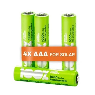 Abbildung von Solar Akku AAA 4 Stück für Solarlampen NiMH 1,2 Volt (1,2V) wiederaufladbare Batterien Solarleuchten