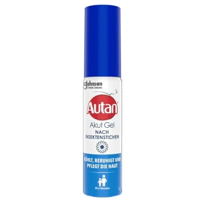 Abbildung von Autan Akut Gel für Mückenstich, zum Auftragen auf Körper und Gesicht nach Insektenstichen, mit Kamille Aloe Vera, 12er Pack (12 x 25 ml)