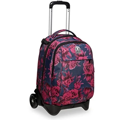Abbildung von Invicta TROLLEY, Rucksack mit Trolleyfunktion, 3 in 1, Schulranzen Rollen, Abnehmbarer Rucksack, ab 1. Klasse, für Schule, Gymnasium, Reisen&amp;Freizeit, Mädchen&amp;Jungen, rosa, NEW TECH ROSES FANTASY