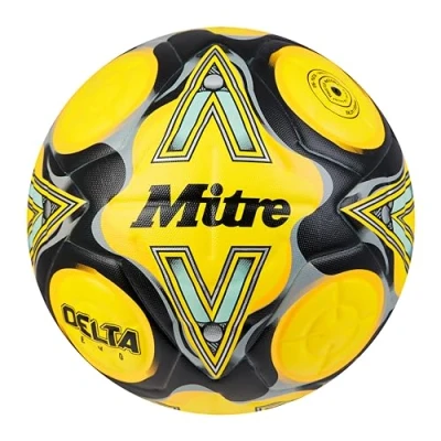 Abbildung von Mitre Delta Fußball sehr langlebig verbesserte Genauigkeit und Konsistenz, Gelb/Schwarz/Grau (Fluo Gelb/Schwarz/Kreisgrau), 5