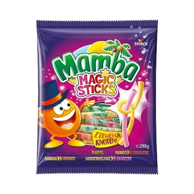 Abbildung von Mamba Magic Sticks 1 x 290g Fruchtige Kaubonbon Stangen mit wechselndem Geschmack In vier verschiedenen Sorten