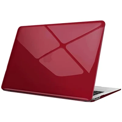 Abbildung von Fintie Hülle kompatibel mit MacBook Air 13 (2018 2020 Version) A2337(M1)/A2179/A1932, Ultradünne Hartschale Schutzhülle Snap Case, Bordeaux