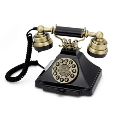 Abbildung von GPO Duke nostalgisches Vintage drucktastentelefon 1938SPUSH mit Textilschnur Schwarz Bronze