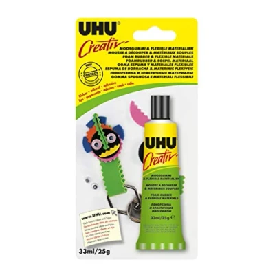 Abbildung von UHU Creativ&#039; Spezialklebstoff für Moosgummi und flexible Materialien Tube, Schnell trocknender, flexibler Kontaktkleber 33ml